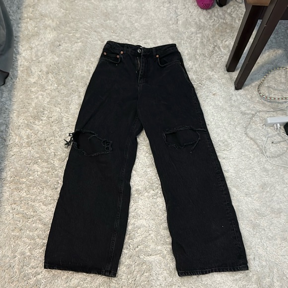 Black distressed boyfriend jeans size 26 petite - Picture 1 of 3
